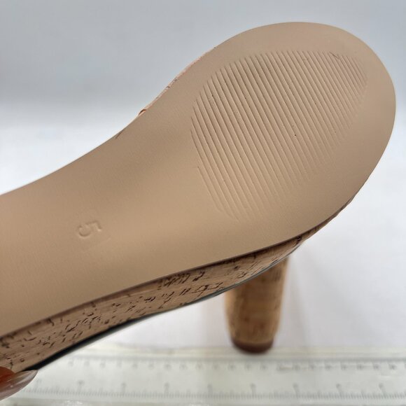 XYD Black Round Toe Wood Platform Pumps Slip On Patent Wedge Cork High Heel Shoe - Picture 6 of 8